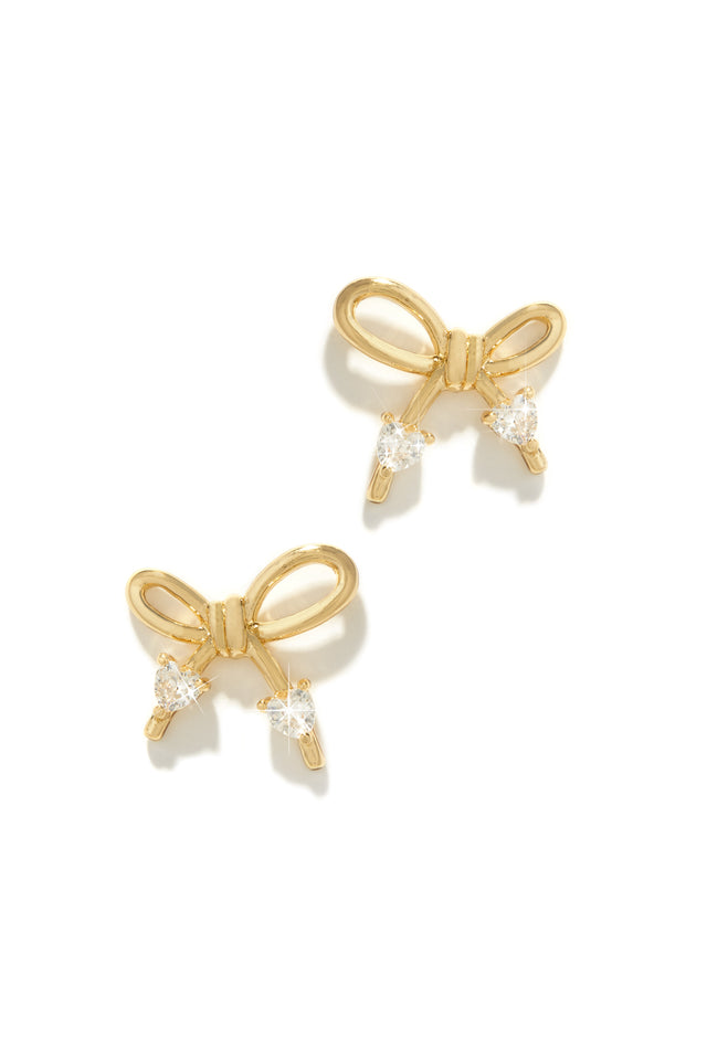Load image into Gallery viewer, Alahna Embellished Bow Tie Earring - Gold
