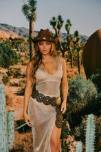 Load image into Gallery viewer, Gold Lurex Dress Styled with Hat and belt
