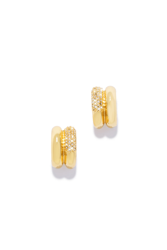 Load image into Gallery viewer, Edeline Gold Dipped Embellished Hoop Earring - Gold
