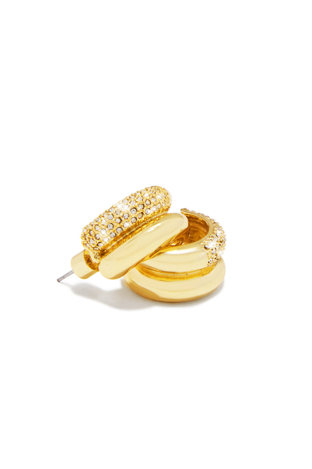 Load image into Gallery viewer, Edeline Gold Dipped Embellished Hoop Earring - Gold

