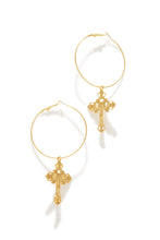 Load image into Gallery viewer, Isabella Cross Hoop Earring - Gold
