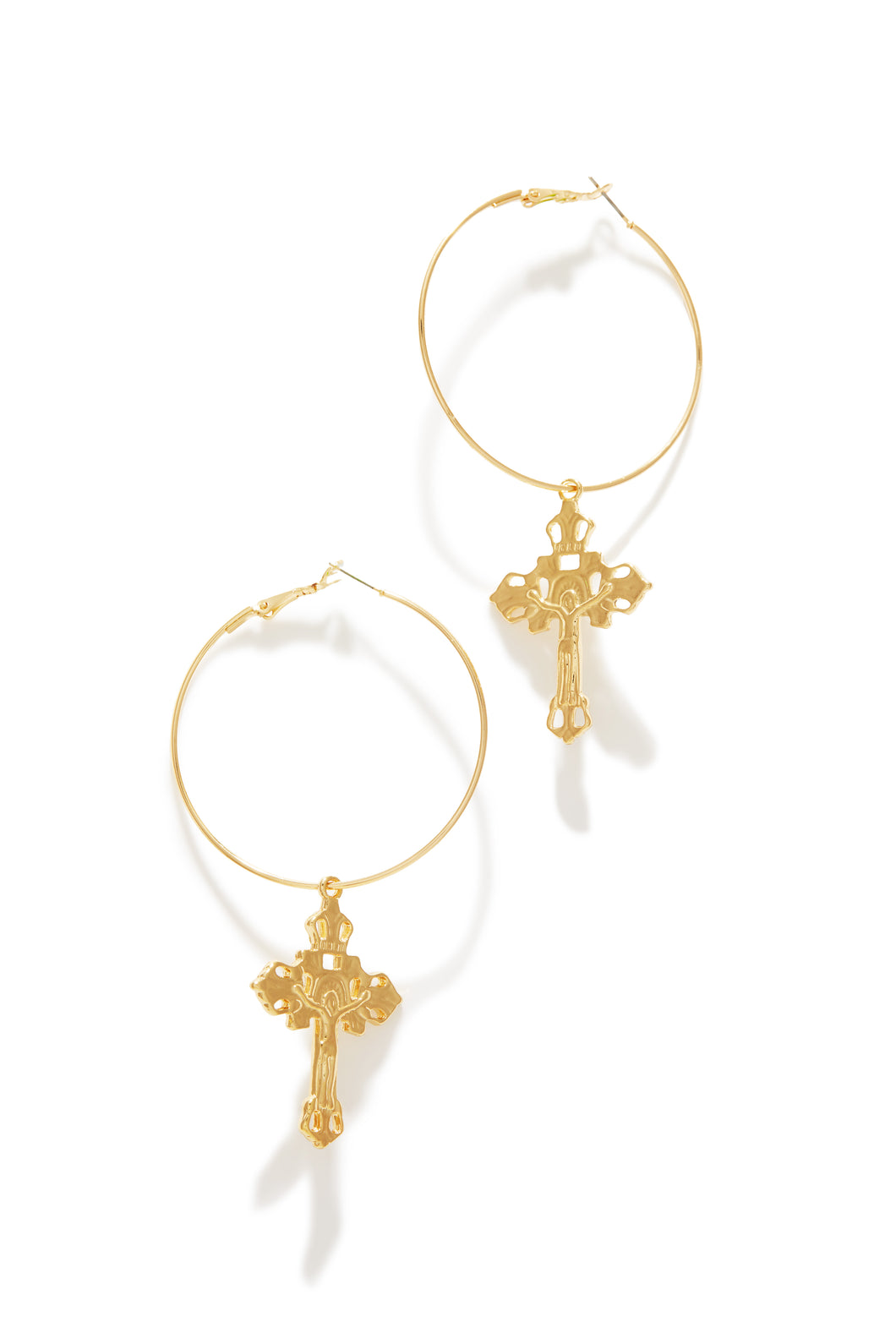 Isabella Cross Hoop Earring - Gold
