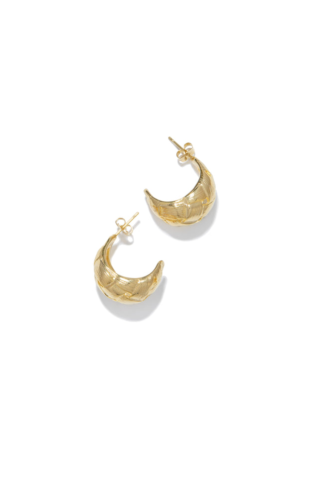 Load image into Gallery viewer, Gold Tone Woven Hoop Earrings
