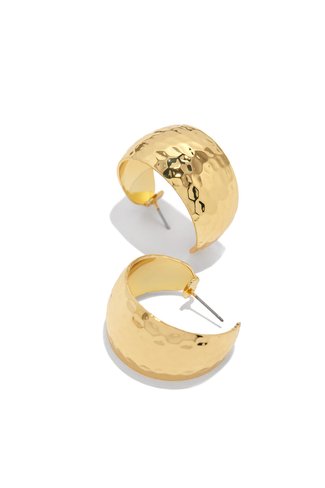 Load image into Gallery viewer, Chunky Textured Gold Hoops
