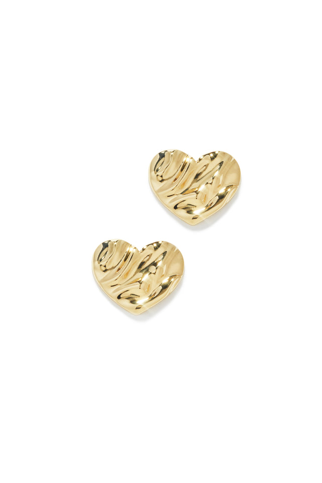 Load image into Gallery viewer, Darling Love Embossed Heart Earring - Gold
