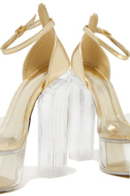 Load image into Gallery viewer, Venus Clear Platform Block High Heels - Clear Gold
