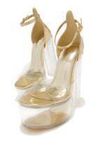 Load image into Gallery viewer, Venus Clear Platform Block High Heels - Clear Gold
