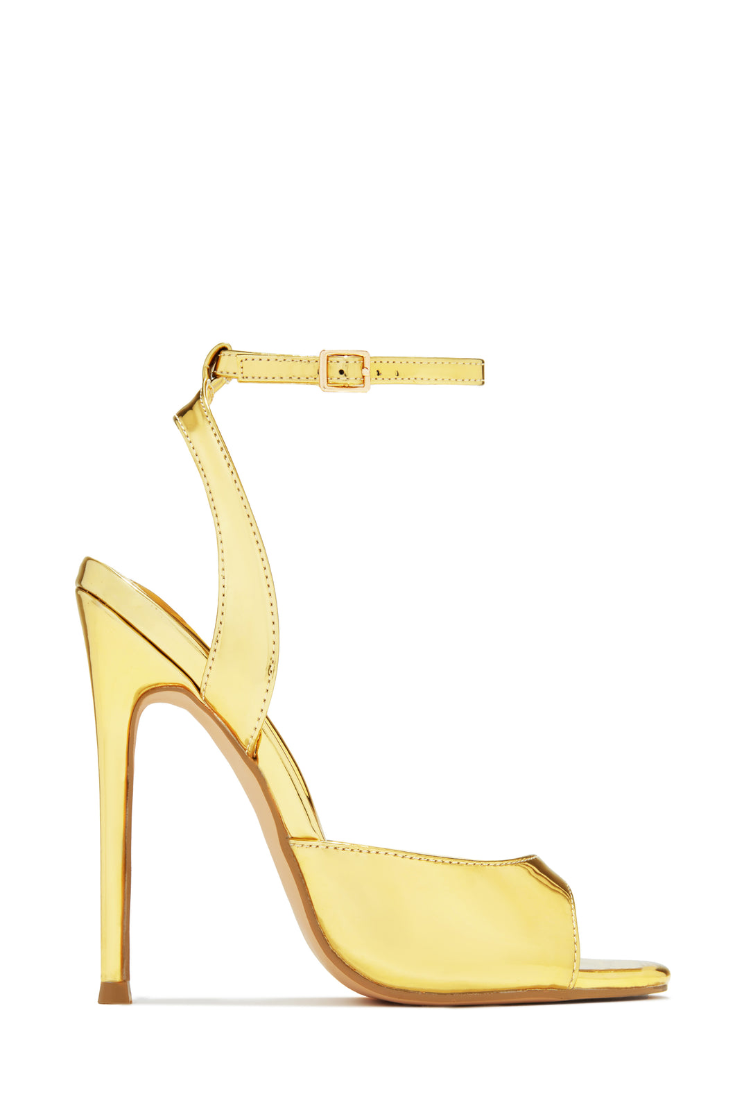 Gold-Tone Mary Jane Strap with Open Peep Toe High Heels