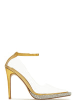 Load image into Gallery viewer, Gold-Tone High Heel Pumps with Embellished Detailing
