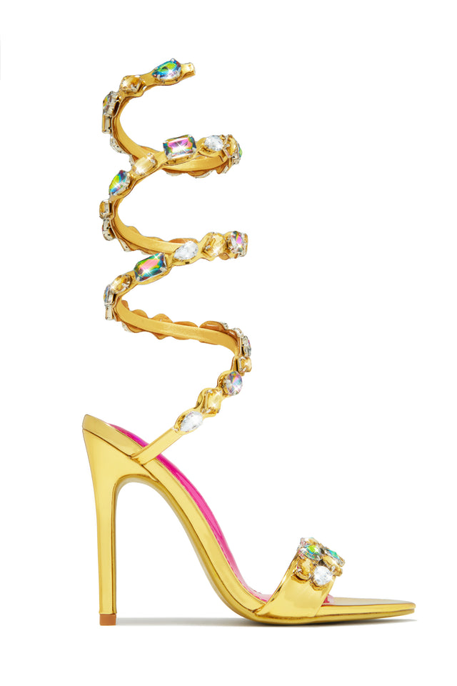 Load image into Gallery viewer, Single Sole Gold-Tone Coil Heels
