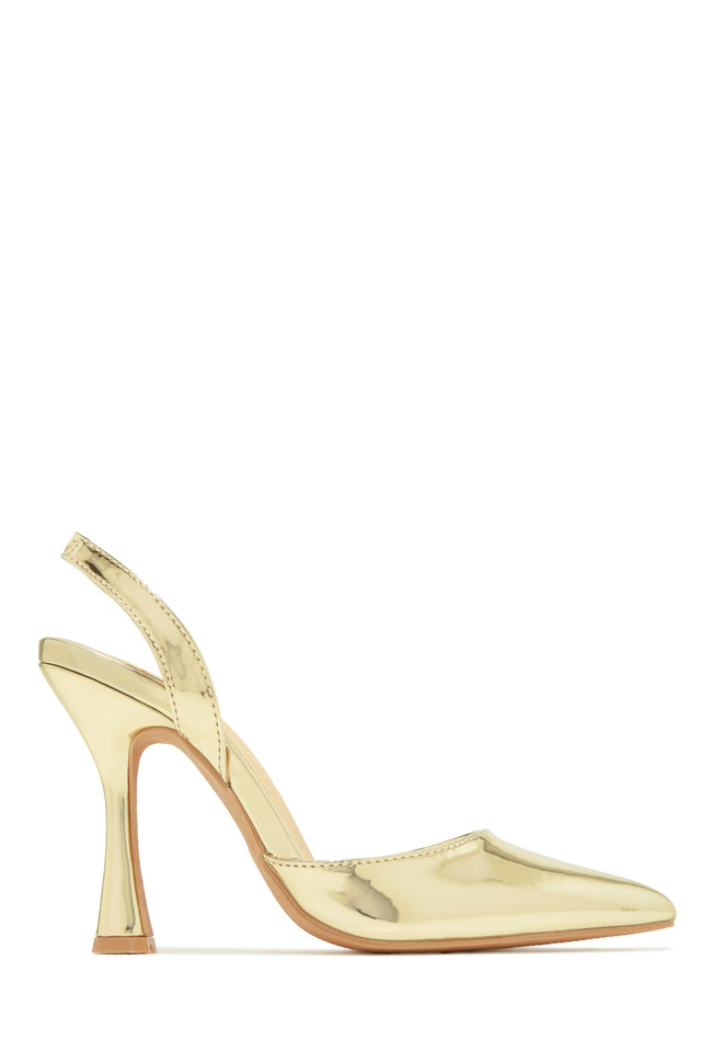 Load image into Gallery viewer, Gold-Tone  Slingback Heels
