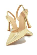 Load image into Gallery viewer, Gold-Tone Slingback Pumps
