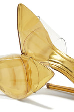 Load image into Gallery viewer, Ionic Clear Strap High Heel Mules - Gold

