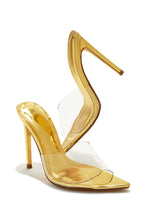 Load image into Gallery viewer, Ionic Clear Strap High Heel Mules - Gold
