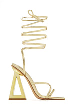 Load image into Gallery viewer, Gold-Tone Lace Up Heels
