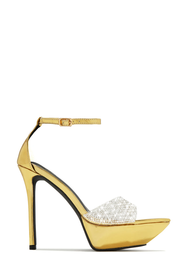 Load image into Gallery viewer, Gold Tone Platform Heels
