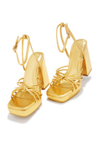 Load image into Gallery viewer, Lelia Platform Block Heels - Gold

