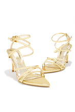 Load image into Gallery viewer, Polished Nights Strappy Mid Heels - Gold
