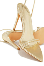 Load image into Gallery viewer, Gold-Tone Lace Up Heels

