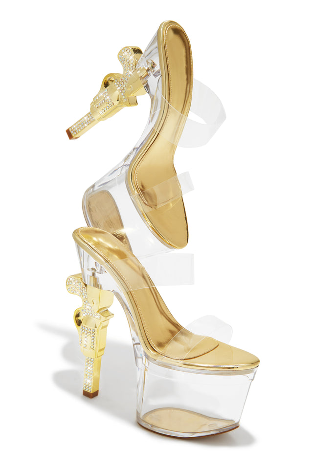 Load image into Gallery viewer, Bang Bang Platform High Heel Mules - Gold
