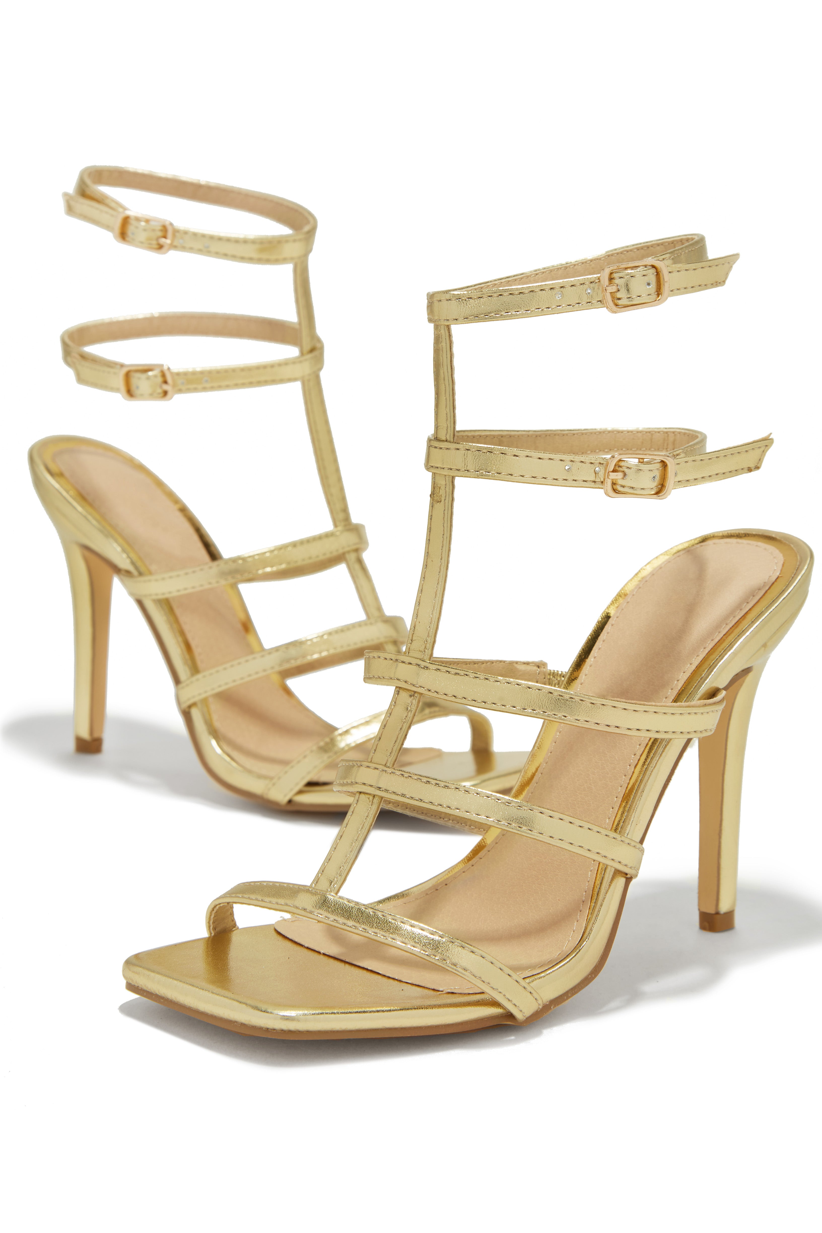Miss Lola | Luxury Essentials Gold Strappy High Heels – MISS LOLA