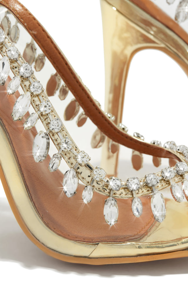 Miss Lola Under The Stars Gold Embellished Slingback Pumps MISS LOLA