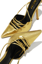 Load image into Gallery viewer, Shiny Gold Metallic Pointed Toe Pumps
