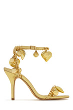 Load image into Gallery viewer, Gold-Tone Dangle Heart Pendant Single Sole Heels
