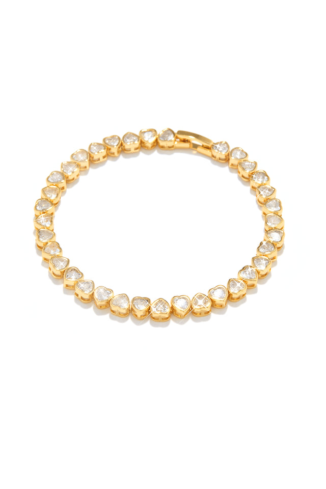 Load image into Gallery viewer, Gold Tone Heart Embellished Bracelet
