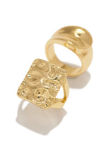 Load image into Gallery viewer, Two Piece Gold Tone Ring Set
