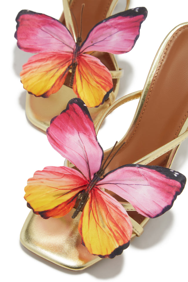 Load image into Gallery viewer, Mariposa Butterfly Mule Heels - Gold

