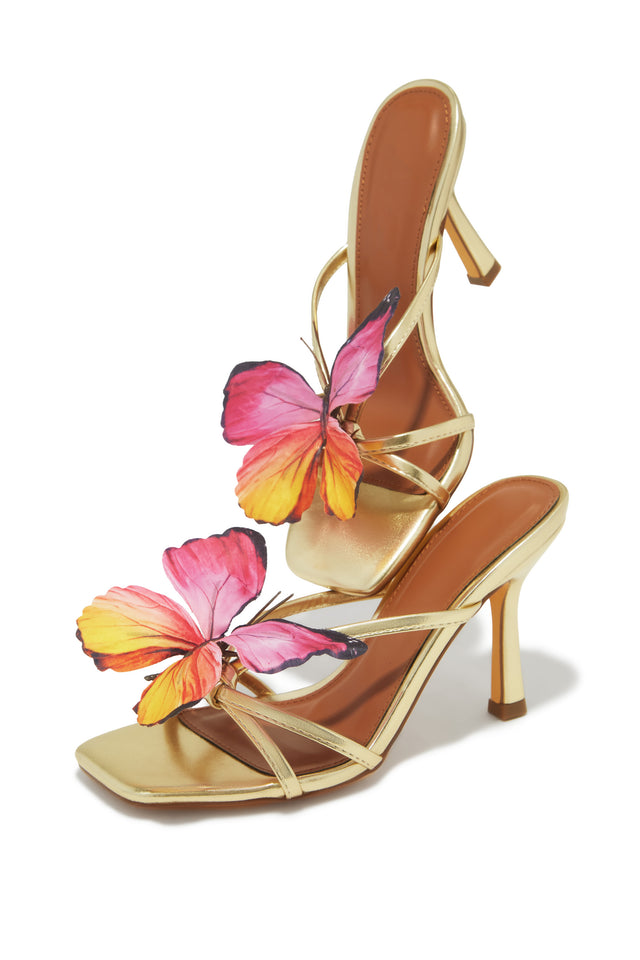 Load image into Gallery viewer, Mariposa Butterfly Mule Heels - Gold
