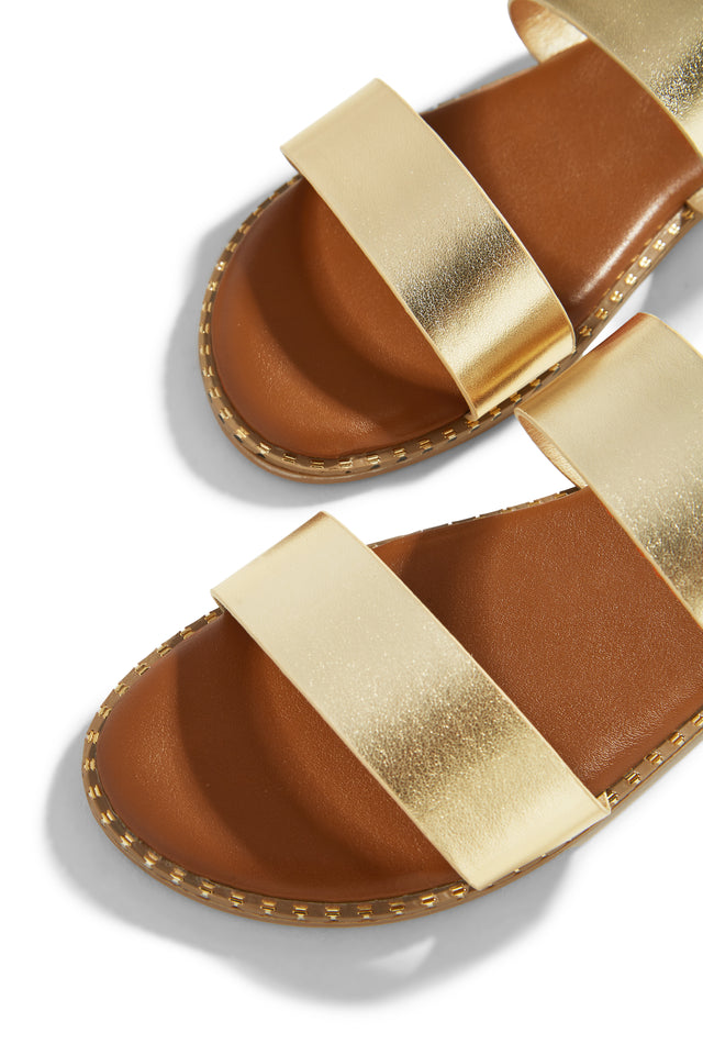 Load image into Gallery viewer, Gold-Tone Slip On Summer Sandals
