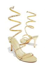 Load image into Gallery viewer, Sushmita Embellished Around The Ankle Coil Heels - Gold
