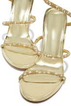 Load image into Gallery viewer, Sushmita Embellished Around The Ankle Coil Heels - Gold
