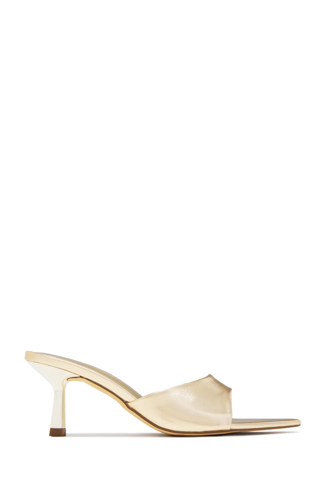 Load image into Gallery viewer, Kristie Mid Heel Mules - Gold
