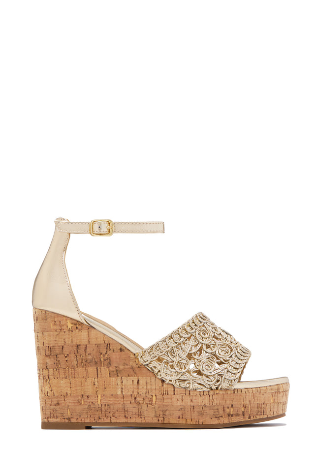 Load image into Gallery viewer, Paradise Nights Platform Wedges - Gold
