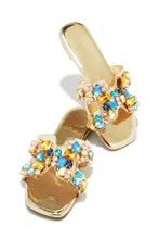 Load image into Gallery viewer, Gold-Tone Slip On Embellished Sandals
