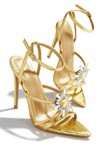 Load image into Gallery viewer, Gold Metallic Open Toe High Heels
