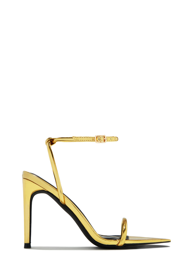 Load image into Gallery viewer, Gold-Tone Open Pointed Toe Single Sole Heels
