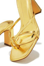 Load image into Gallery viewer, Gold-Tone Mule Heels
