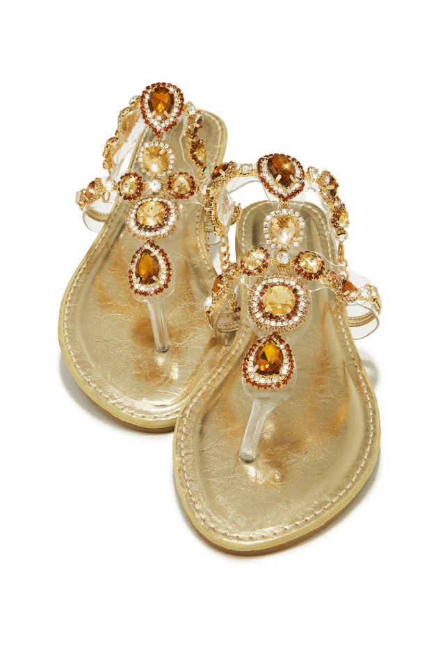 Load image into Gallery viewer, Gold-Tone Sandals
