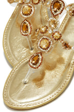 Load image into Gallery viewer, Gold-Tone Embellished Stone Sandals
