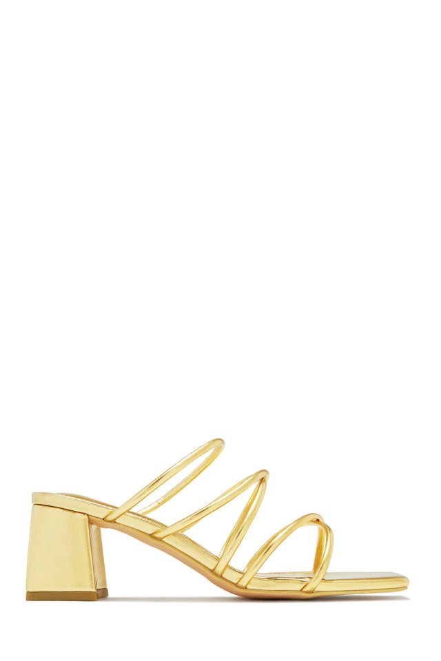 Load image into Gallery viewer, Hannah Block Mid Heel Mules - Gold
