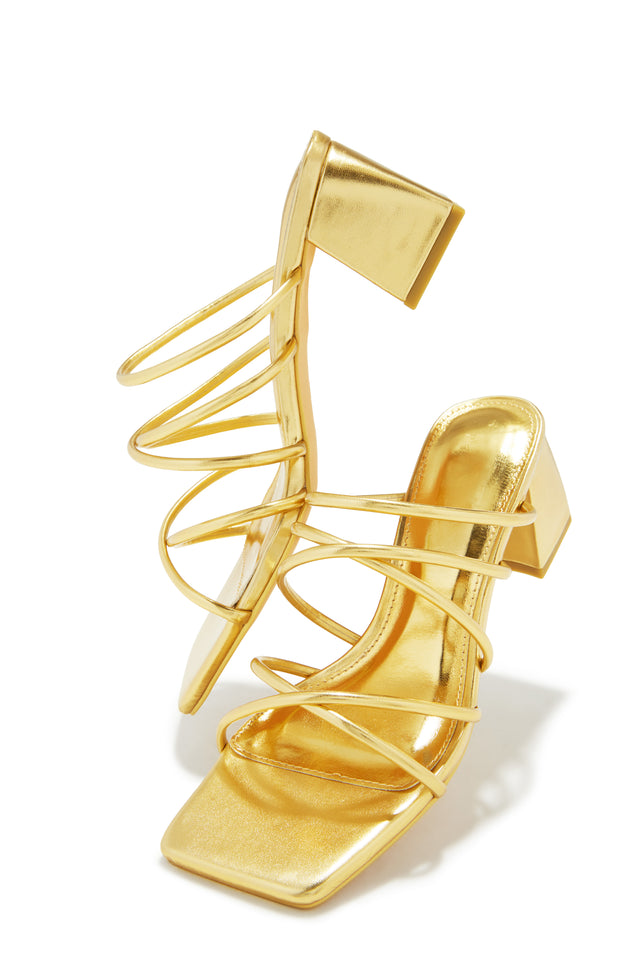 Load image into Gallery viewer, Hannah Block Mid Heel Mules - Gold
