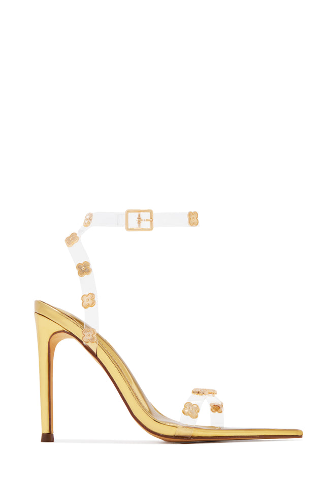 Aurela Clear Strap High Heels - Gold