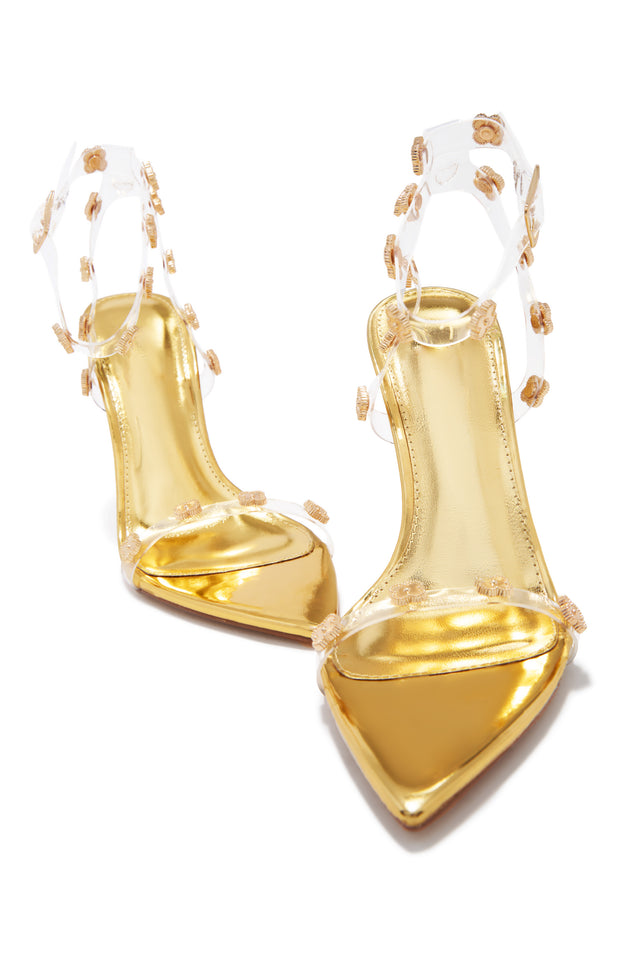 Load image into Gallery viewer, Aurela Clear Strap High Heels - Gold
