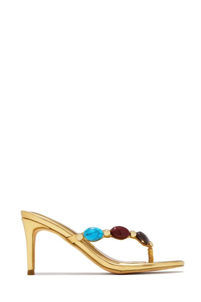 Load image into Gallery viewer, Kalani Mid Heel Mules - Gold
