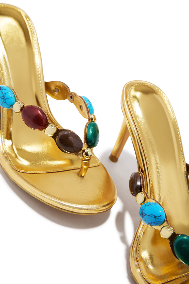 Load image into Gallery viewer, Kalani Mid Heel Mules - Gold
