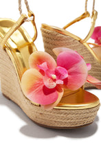 Load image into Gallery viewer, Maui Lace Up Platform Wedges - Gold
